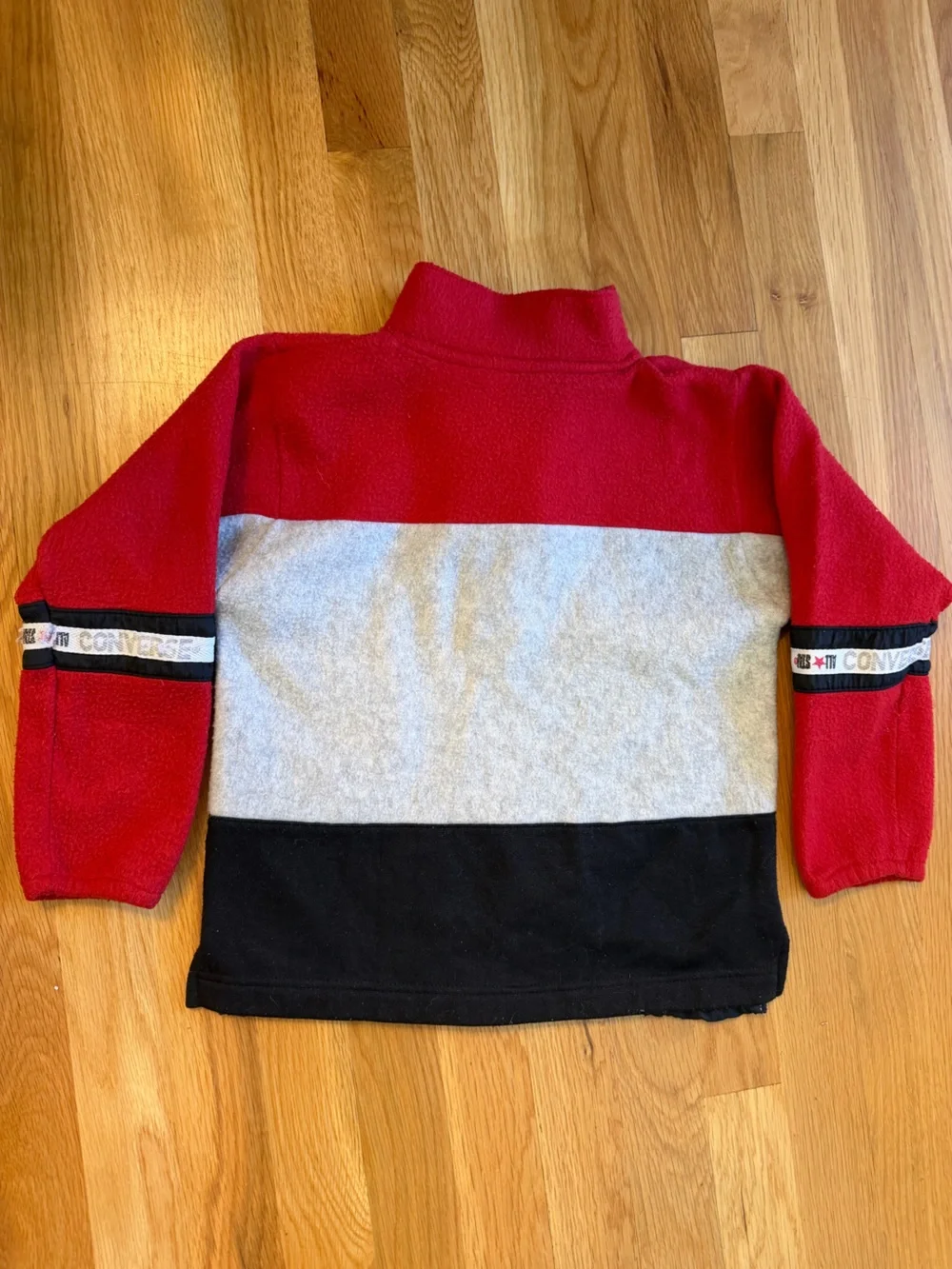 Vintage Converse Kids Red, Gray, and Black Colorblock Fleece Pullover